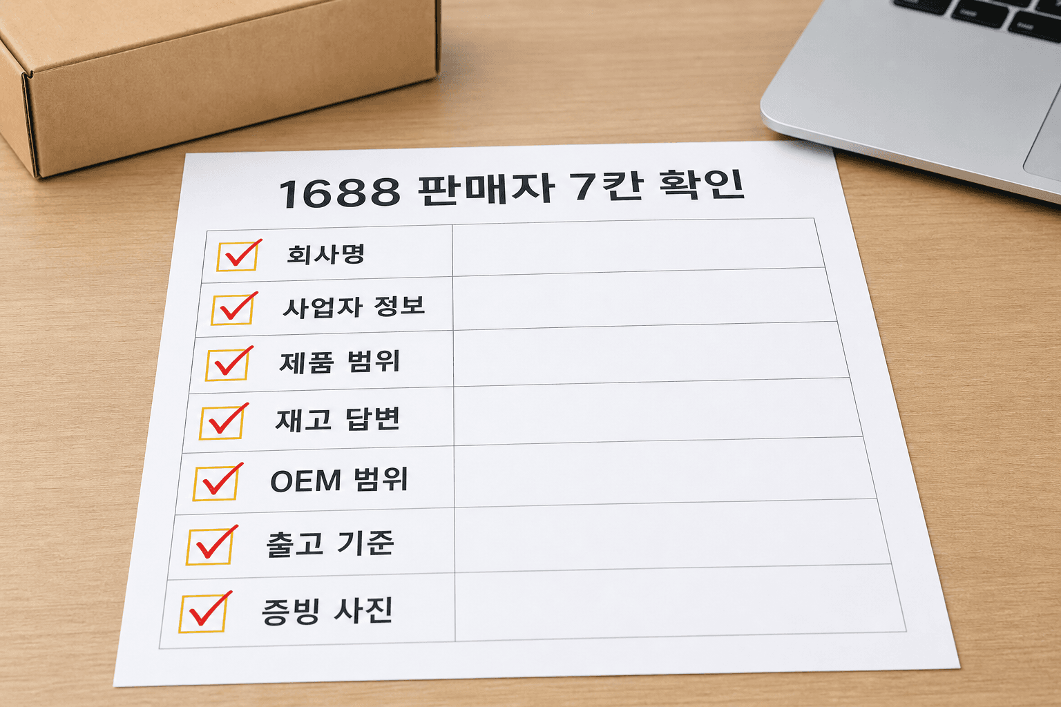 1688 판매자 역할 확인을 위한 7칸 체크리스트