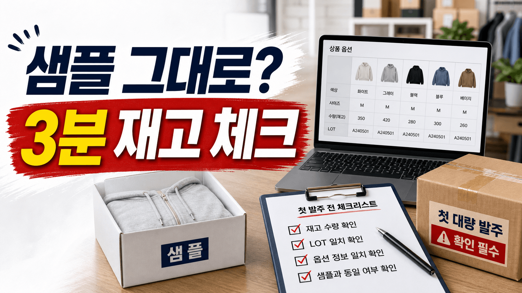 1688 샘플 받은 뒤 본주문 전 3분 재고 체크 7가지 대표 이미지