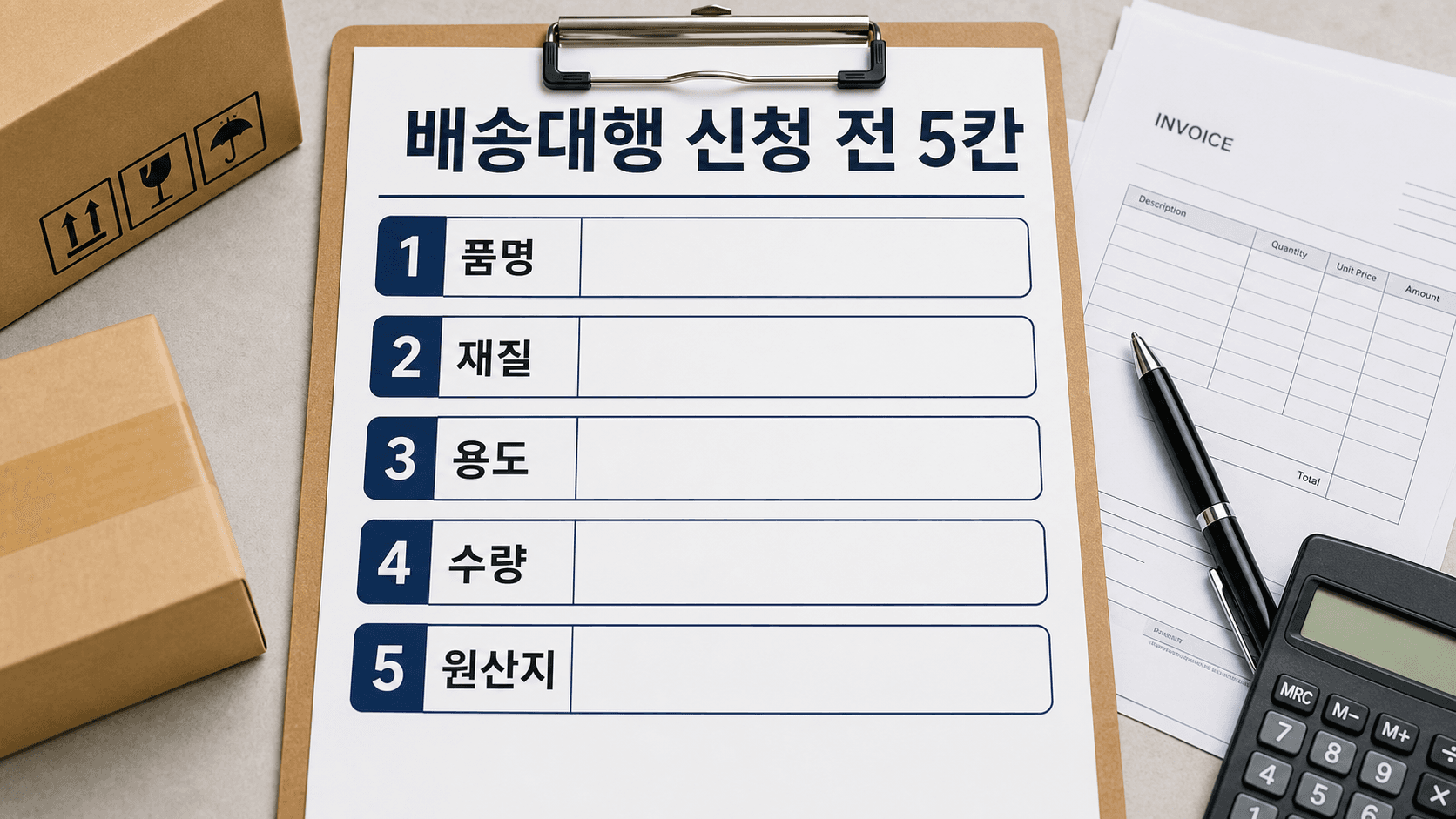 배송대행 신청 전 품명 5칸 체크리스트