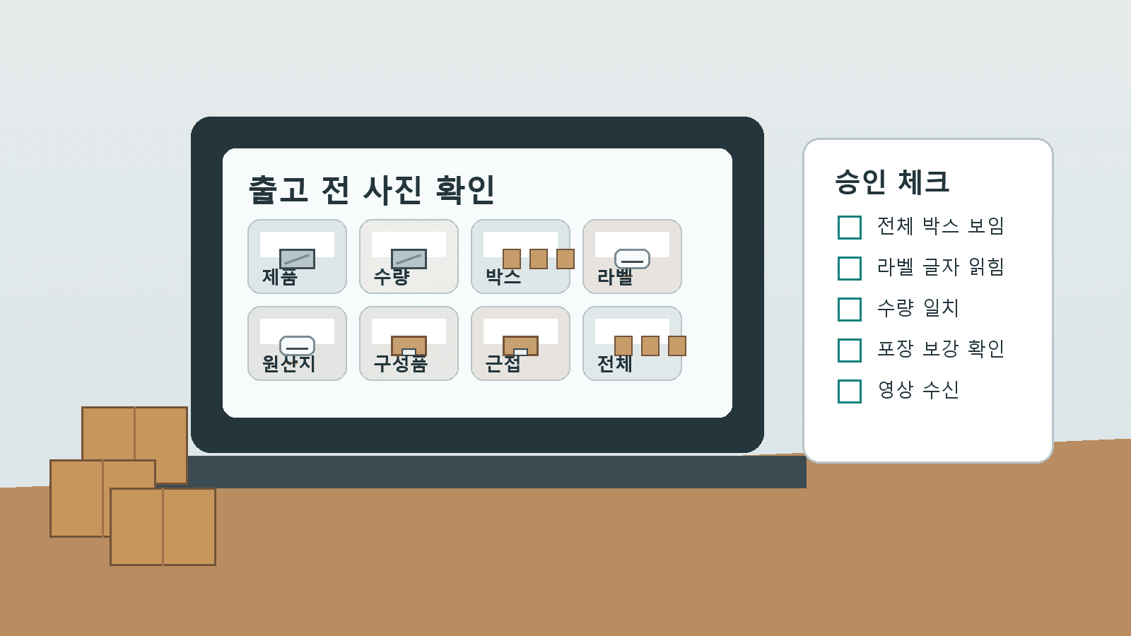 중국 공장 출고 전 사진 증거를 검토하는 작업 화면