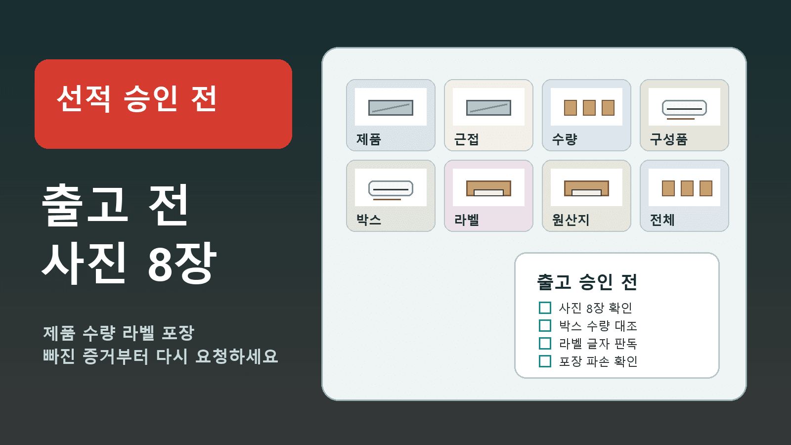 중국 공장 출고 전 사진 8장, 선적 승인 전에 꼭 받을 증거 대표 이미지