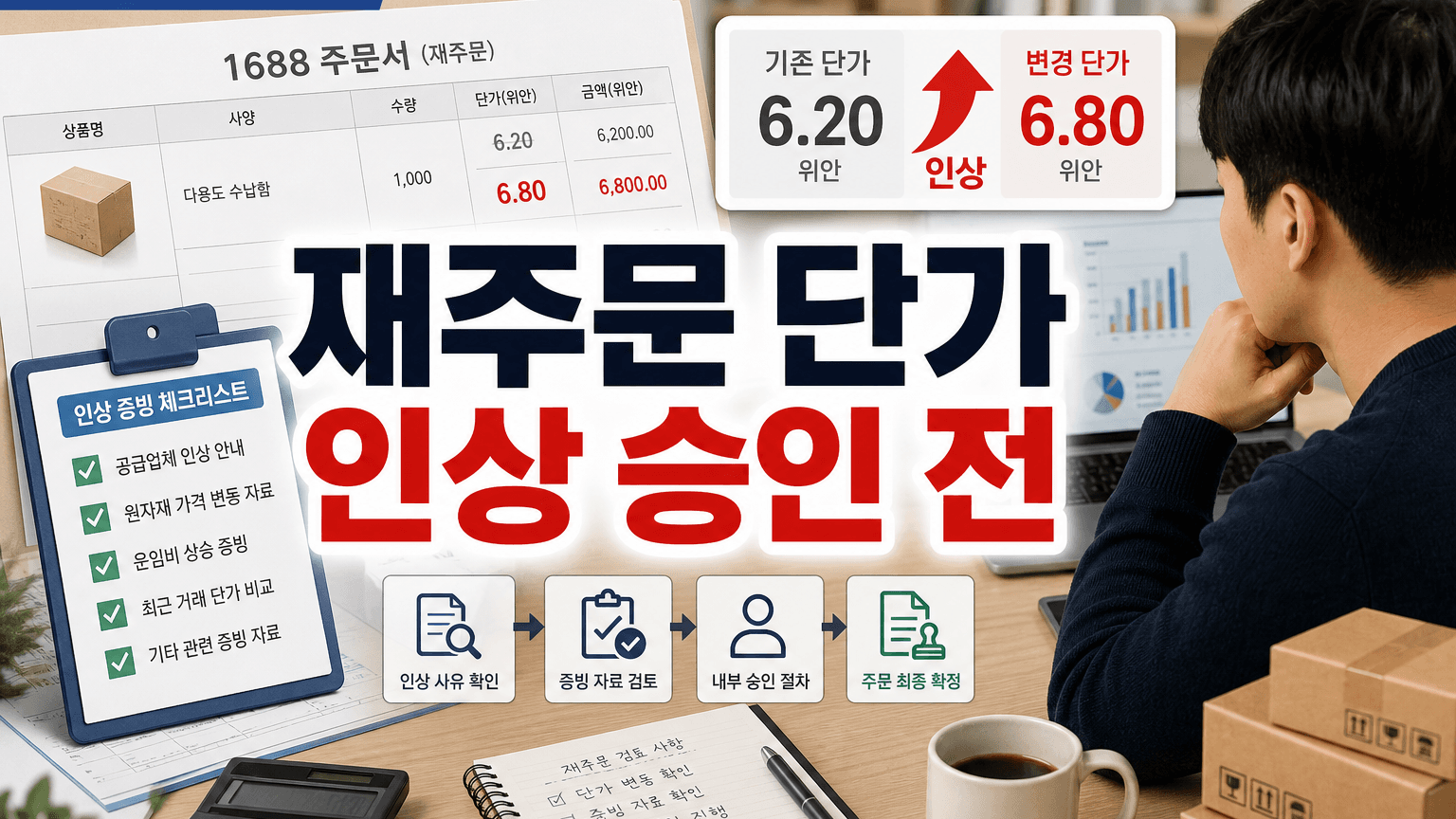 1688 재주문 단가가 올랐을 때, 승인 전 남길 가격 증거 대표 이미지